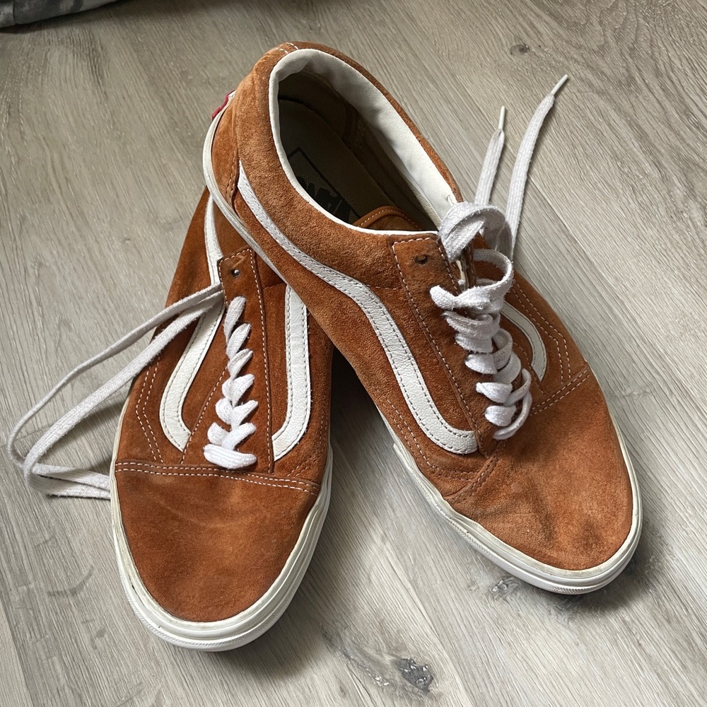 Vans Brown Suede Old Skool Sneakers with White Stripe